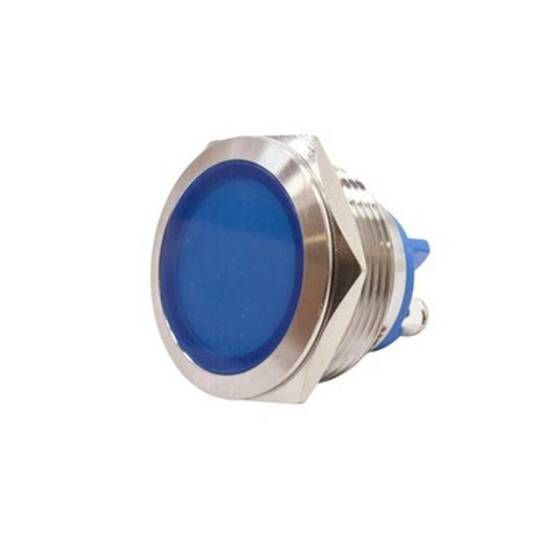 22L-P1 22mm 12-24V Metal Sinyal Lambası - Mavi - 1