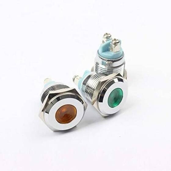 22mm 3-9V Kırmızı LED Metal Sinyal Lambası - Metal İndicator Light - 3