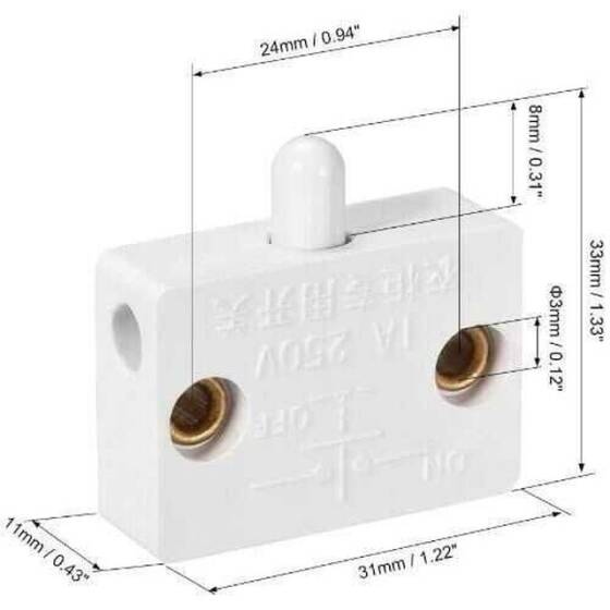 250V 1A Dolap Kapak Switch NC - Beyaz - 2