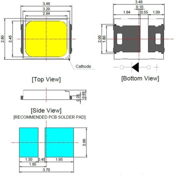 2835 0.5W Mavi SMD LED - 2