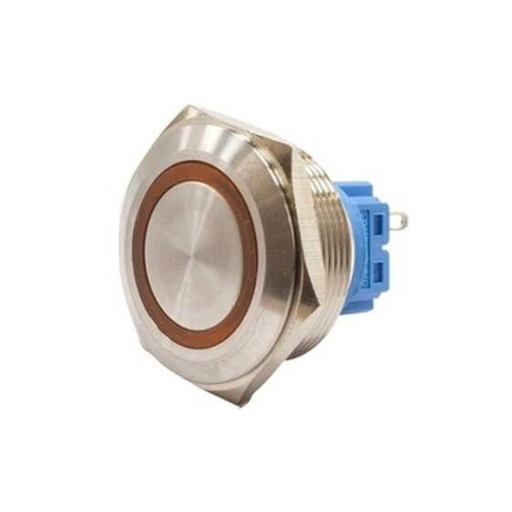 28B-P1-E 28mm Düz Yaylı Işıklı Metal Buton - Sarı - 1