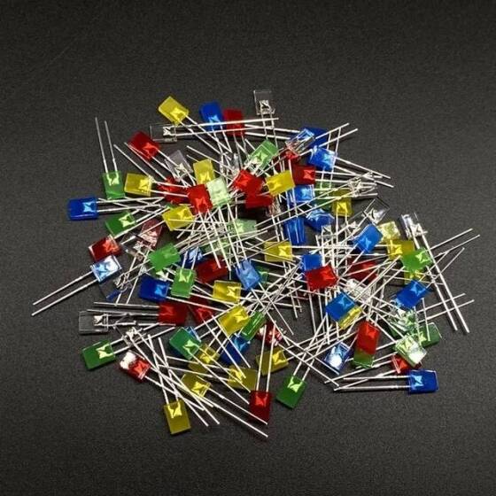 2V 20mA 234 Şeffaf Sarı Dikdörtgen Led 18mm Bacak Uzunluğu - 2