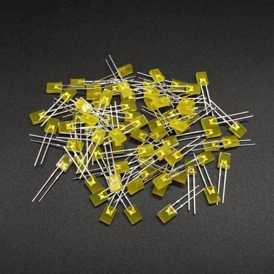 2V 20mA 234 Şeffaf Sarı Dikdörtgen Led 18mm Bacak Uzunluğu - 4