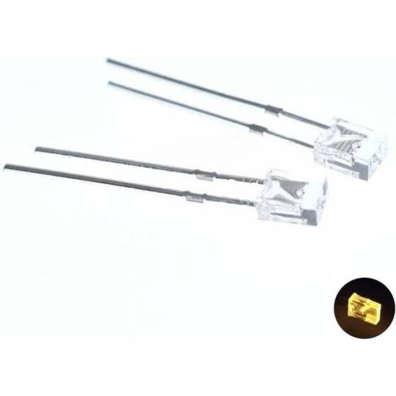 2V 20mA 234 Şeffaf Sarı Dikdörtgen Led 28mm Bacak Uzunluğu - 2