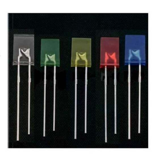 2V 20mA 257 Şeffaf Kırmızı Dikdörtgen Led 18mm Bacak Uzunluğu - 1