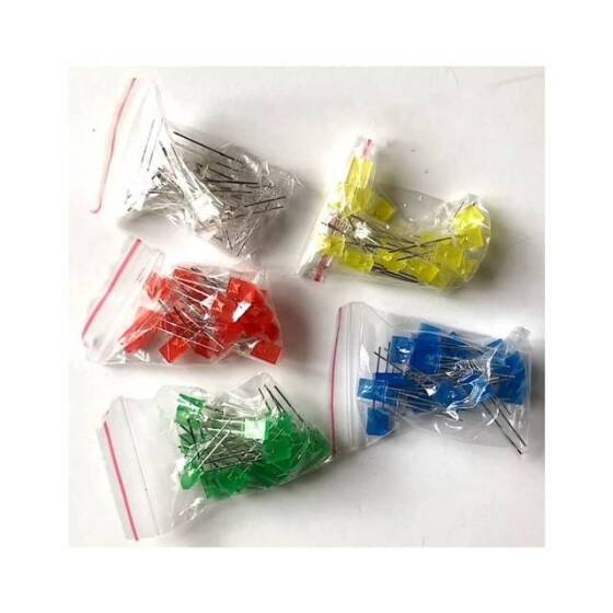 2V 20mA 257 Şeffaf Kırmızı Dikdörtgen Led 18mm Bacak Uzunluğu - 3