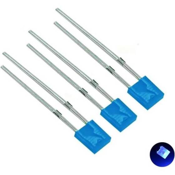 2V 20mA 257 Şeffaf Sarı Dikdörtgen Led 28mm Bacak Uzunluğu - 1
