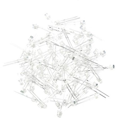 2V 20mA 3mm Şeffaf Kırmızı Led 18mm Bacak Uzunluğu - 5