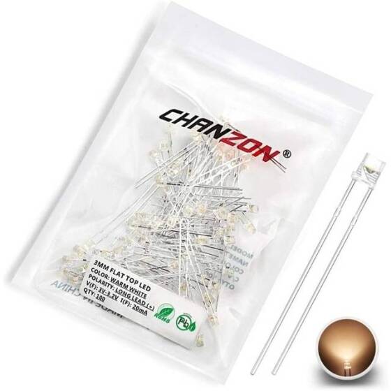 2V 20mA 3mm Şeffaf Kırmızı+Pure Yeşil Çift Renk Led CA 28mm Bacak Uzunluğu - 1