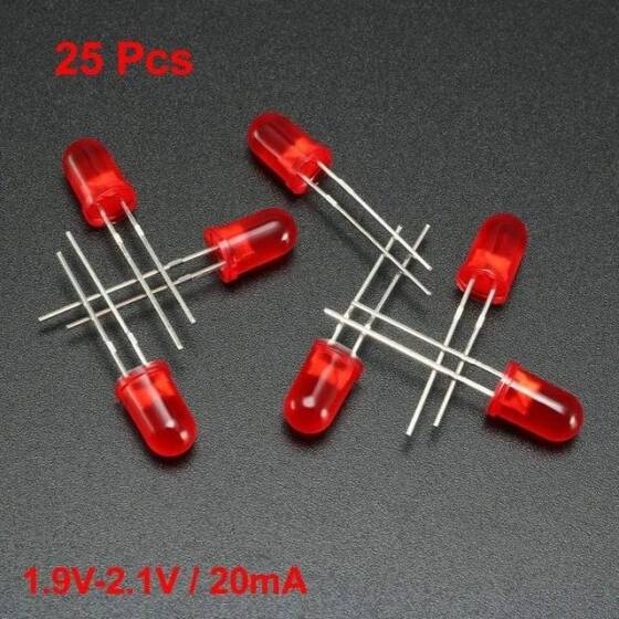 2V 20mA 5mm Şeffaf Kırmızı+Sarı Çift Renk Led CC 28mm Bacak Uzunluğu - 3