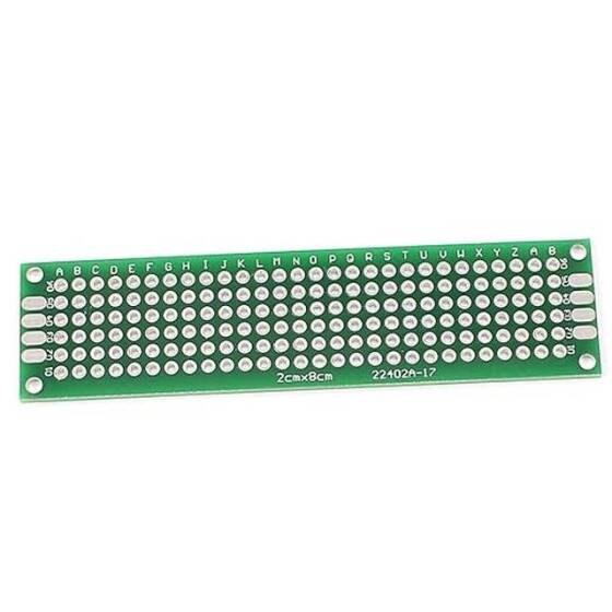 2x8cm Çift Yüzlü Delikli Pertinaks - Prototip PCB - 2