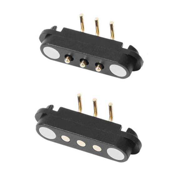3 Pin 2.54mm 90C Pogo Pin Manyetik Konnektör Takımı - 1
