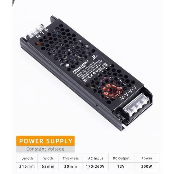 300W 12V 25A Ultra İnce Led Fansız Özel Güç Kaynağı - 3