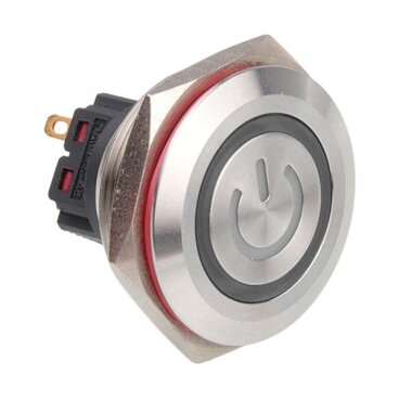 30B-P1Z-EC 30mm Düz Anahtarlı Işıklı Power Metal Buton - Beyaz - WDELE