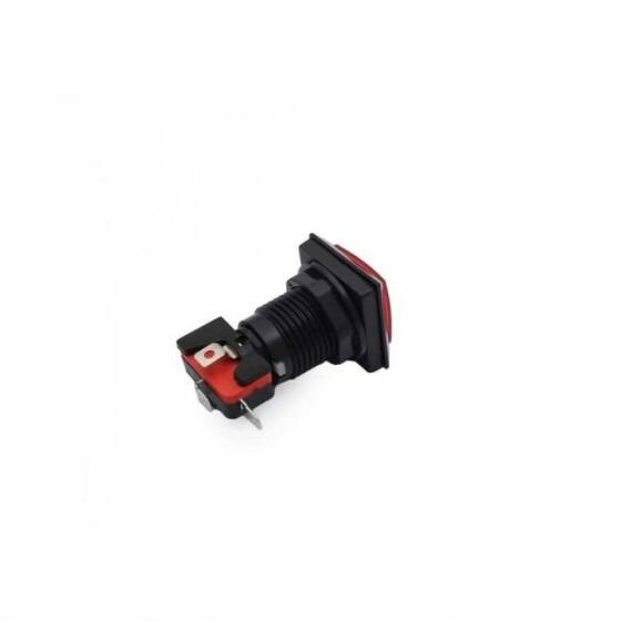 33mm 12V Kare Işıklı Oyun Makinesi Butonu - Kırmızı - 2