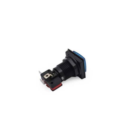 33mm 12V Kare Işıklı Oyun Makinesi Butonu - Mavi - 2