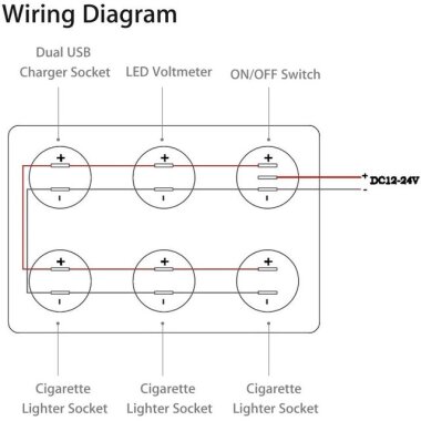 3'lü Dişi Çakmaklık Soketi 2x5V USB Voltaj Göstergeli ve Mavi Nokta Işıklı Anahtar Switch Panel - 4