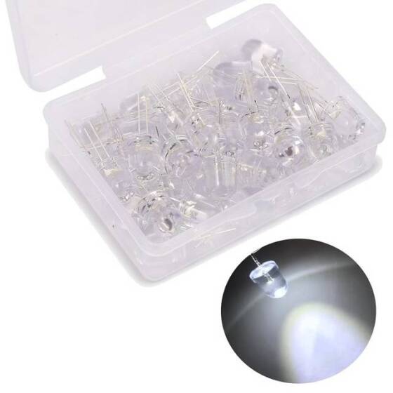 3V 20mA 8mm Beyaz Led 18mm Bacaklı - 1