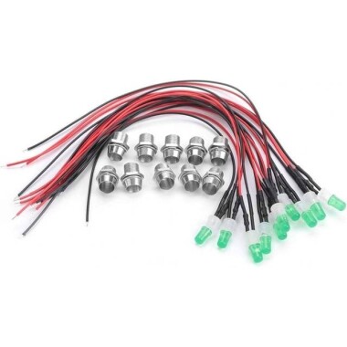 3V 20mA 8mm Şeffaf Yeşil Led 28mm Bacaklı - 1