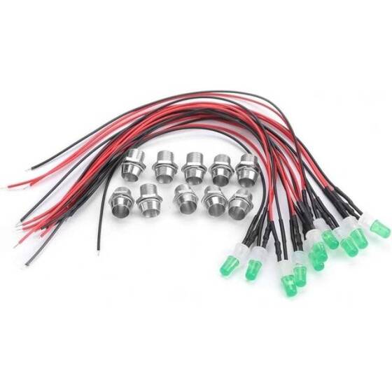 3V 20mA 8mm Şeffaf Yeşil Led 28mm Bacaklı - 1