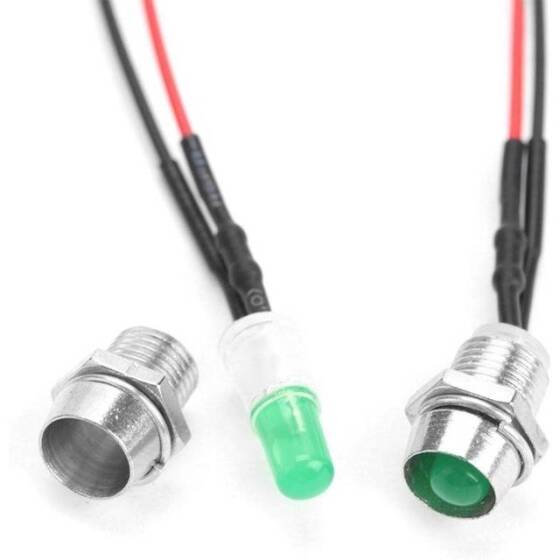 3V 20mA 8mm Şeffaf Yeşil Led 28mm Bacaklı - 2