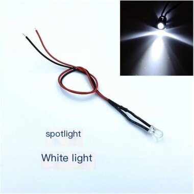 3V 5mm Beyaz LED Metal Led Yuvası Dahil 20cm Kablolu - 2