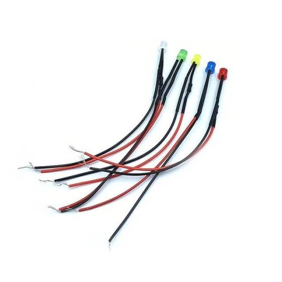 3V 5mm Şeffaf Yeşil LED 20cm Kablolu - 3