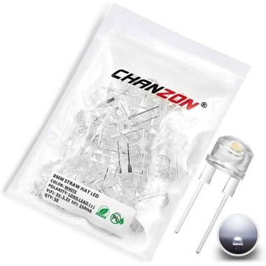 3V 8mm Şeffaf RGB Yavaş Flaşör LED 20cm Kablolu - 1