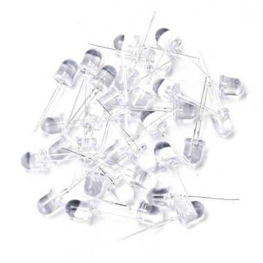 3V 8mm Şeffaf Yeşil LED 20cm Kablolu - 5