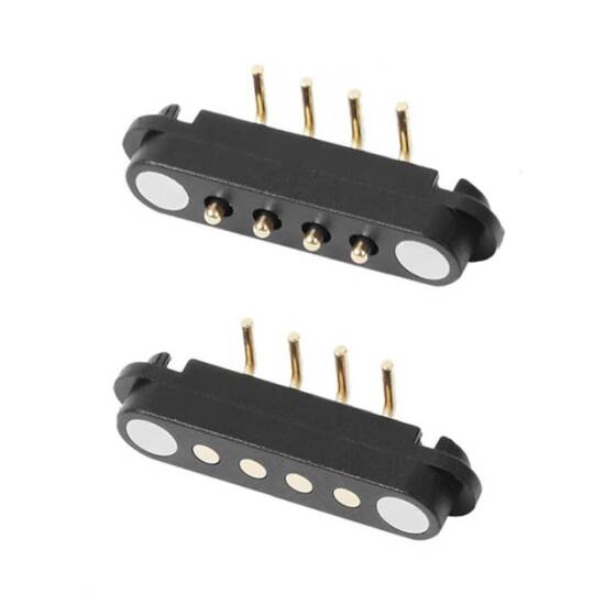 4 Pin 2.54mm 90C Pogo Pin Manyetik Konnektör Takımı - 1