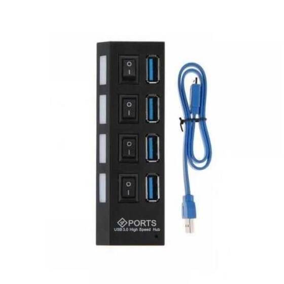 4 Port USB 3.0 Çoklayıcı On Off Anahtarlı - 1