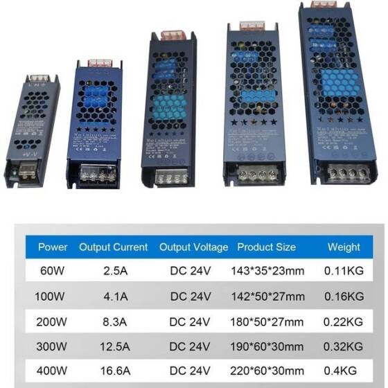 400W 24V 16.6A Ultra İnce Led Fansız Özel Güç Kaynağı - 5