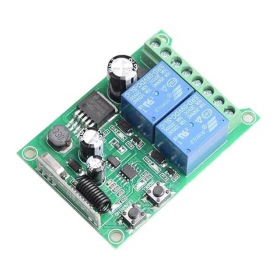 433MHz 24V 2 Kanal Röle Modülü Kablosuz Uzaktan Kumanda Anahtarı - Pilsiz - 5