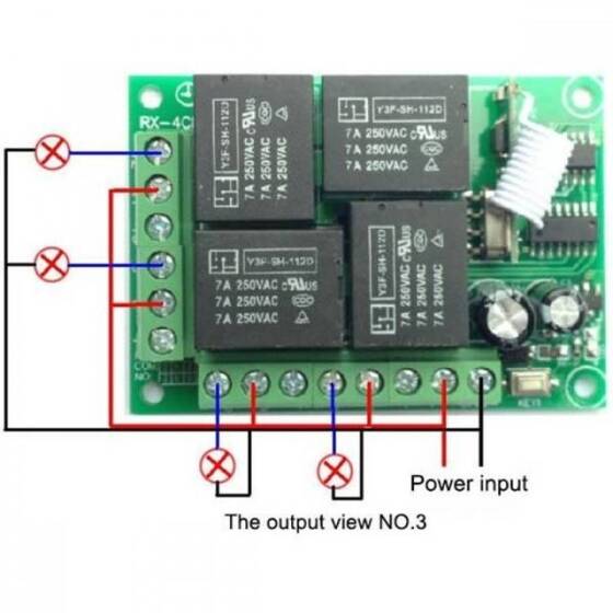 433MHz 24V 4 Kanal Röle Modülü Kablosuz Uzaktan Kumanda Anahtarı - Pilli - 3