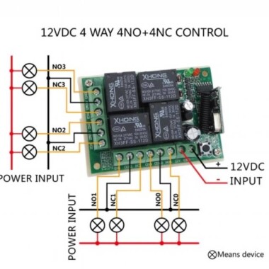 433MHz 24V 4 Kanal Röle Modülü Kablosuz Uzaktan Kumanda Anahtarı - Pilli - 4
