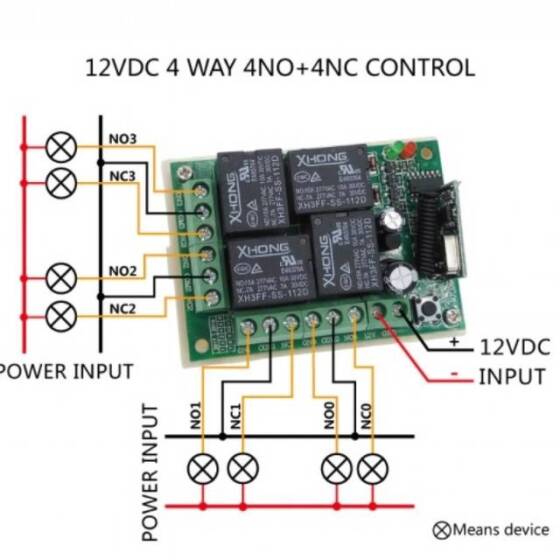 433MHz 24V 4 Kanal Röle Modülü Kablosuz Uzaktan Kumanda Anahtarı - Pilli - 4