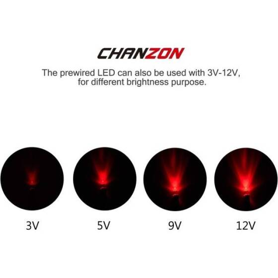 48-72V 3mm Şeffaf Kırmızı LED 20cm Kablolu - 4