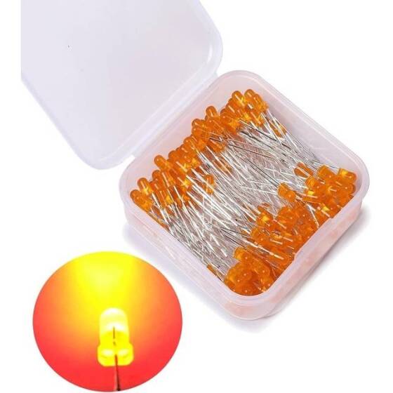 48-72V 3mm Şeffaf Turuncu LED 20cm Kablolu - 1