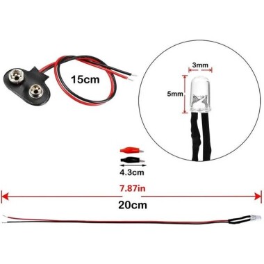 5-9V 3mm Kırmızı LED 20cm Kablolu - 2