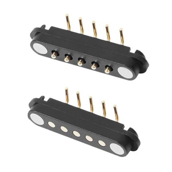 5 Pin 2.54mm 90C Pogo Pin Manyetik Konnektör Takımı - 1