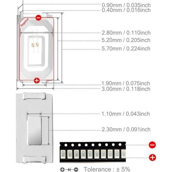 5730 (5630) 0.5W SMD LED 395nm Mor - 3