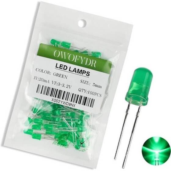 5mm Yeşil Led 18mm Bacaklı - 1