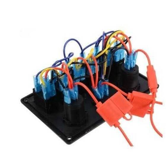 6'lı ON-OFF Kırmızı Işıklı Anahtar Switch Panel 2x5V USB Çakmaklık ve Voltaj Göstergeli - 2