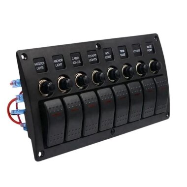 8'li ON-OFF Kırmızı Işıklı Anahtar Switch Panel - Aşırı Akım Korumalı - Görsu Elektronik