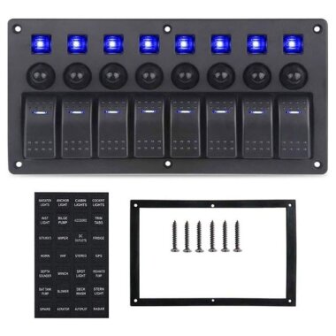 8'li ON-OFF Mavi Işıklı Anahtar Switch Panel - Aşırı Akım Korumalı - Görsu Elektronik