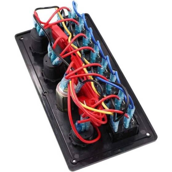 8'li ON-OFF Yeşil Işıklı Anahtar Panel 2x5V USB 2xÇakmaklık ve Voltaj Göstergeli - 4