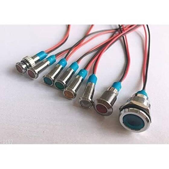 8mm 220V Beyaz LED Metal Sinyal Lambası - Metal İndicator Light - 2