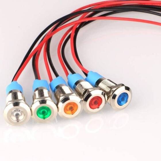 8mm 220V Yeşil LED Metal Sinyal Lambası - Metal İndicator Light - 1