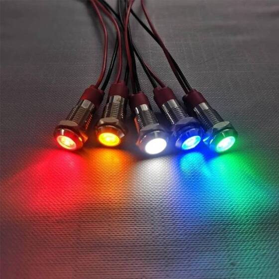 8mm 3-9V Kırmızı LED Metal Sinyal Lambası - Metal İndicator Light - 2