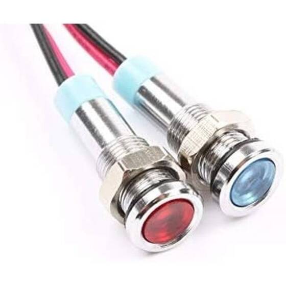8mm 3-9V Sarı LED Metal Sinyal Lambası - Metal İndicator Light - 4